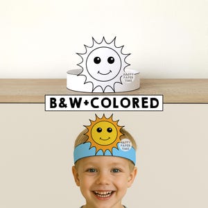 Sun Paper Crowns Astronomy Summer Spring Printable Kids Craft Birthday Party Favor Costume DIY Instant Download Template
