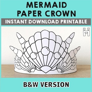 Meerjungfrau Papier Krone Färbung druckbare Kinder Handwerk Meerjungfrau-Geburtstags-Party druckbare Favor Mermaid Kostüm DIY druckbare sofort-Download