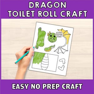K&ouml;nnte beinhalten: Druckbare Drachen-Bastelvorlage f&uuml;r Kinder. Die Vorlage enth&auml;lt einen Drachenkopf, einen K&ouml;rper, Fl&uuml;gel, einen Schwanz und F&uuml;&szlig;e. Der Drache ist gr&uuml;n und gelb mit schwarzen Augen. Die Vorlage ist mit "Happy Paper Time" beschriftet.