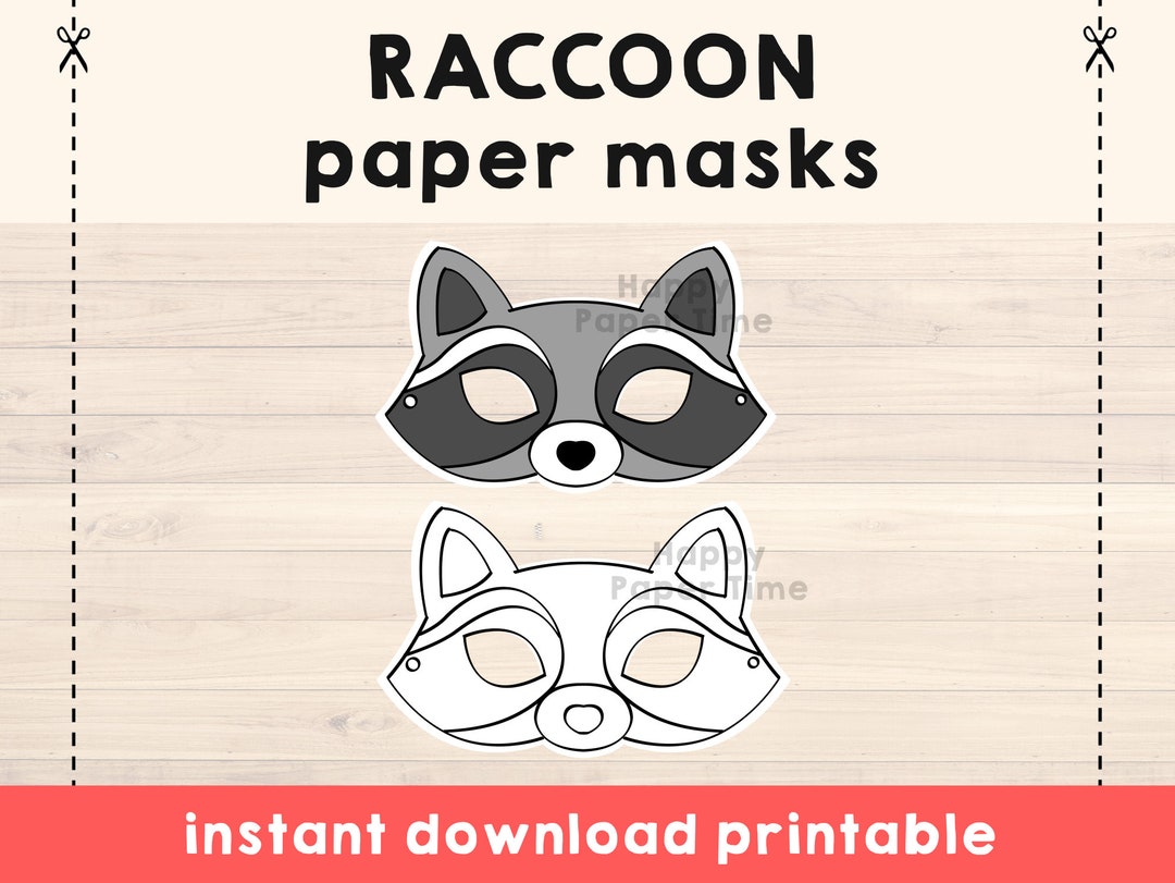 Raccoon Mask Raccoon Costume Animal Mask Printable Party Favor Woodland Party Printable Mask ...