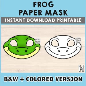 Frog mask template costume kids diy pond animal party fun favor printable coloring easy craft activity for kids - Instant Download