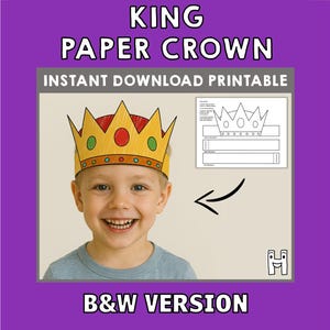 König Papier Krone Vorlage Fantasy Mittelalter Party Stirnband Färbung Printable Kinder Handwerk Geburtstag Gunst DIY - Instant Download