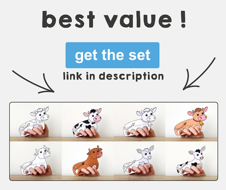 Peut inclure: Ensemble de huit marionnettes &agrave; doigts imprimables repr&eacute;sentant des vaches dans diff&eacute;rentes poses et combinaisons de couleurs. Les marionnettes sont con&ccedil;ues pour le jeu et la narration des enfants.