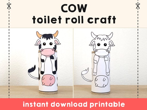 Coloriage vache pour rouleau de papier wc