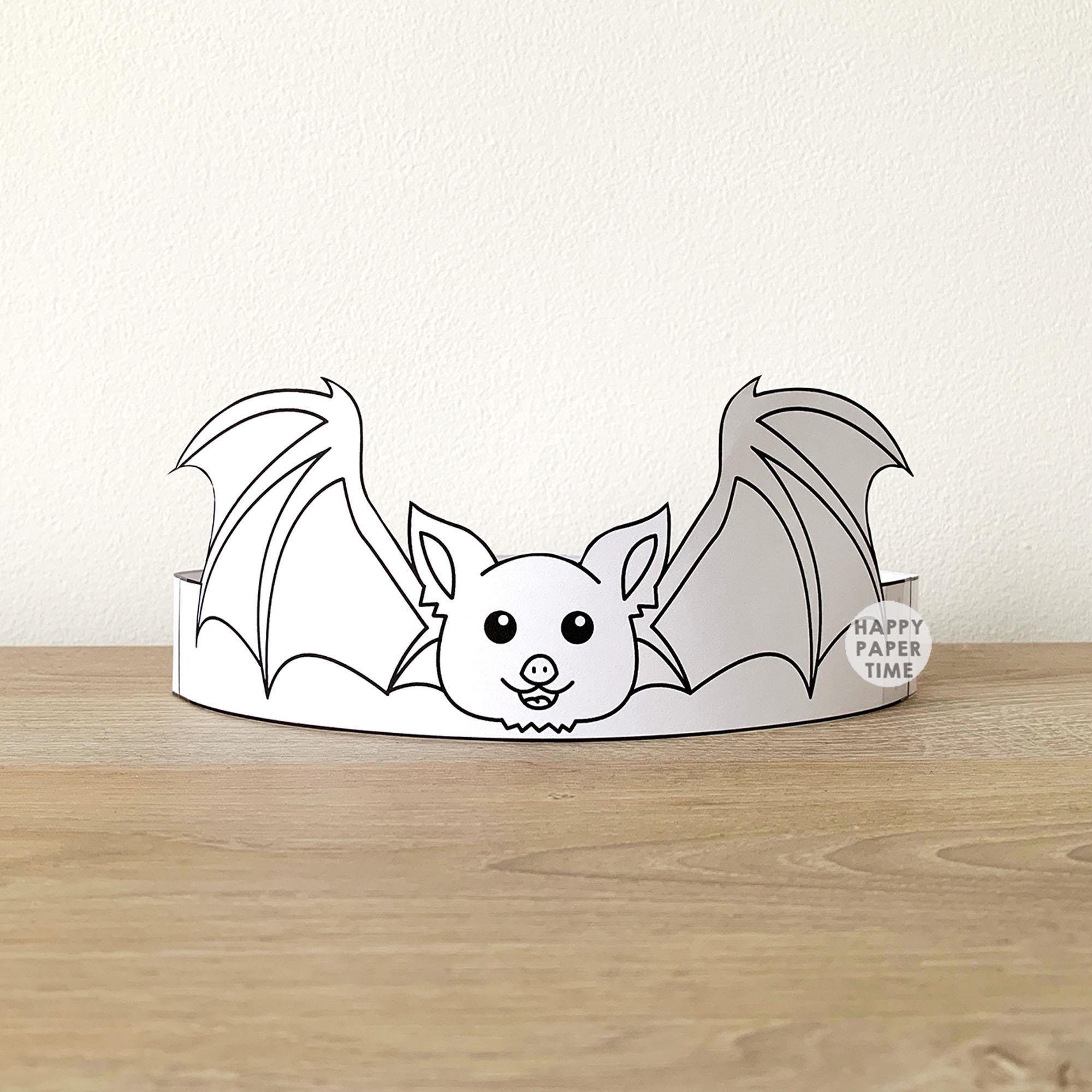 Bat Paper Crown Headband Craft Hat Halloween Party Coloring Printable ...