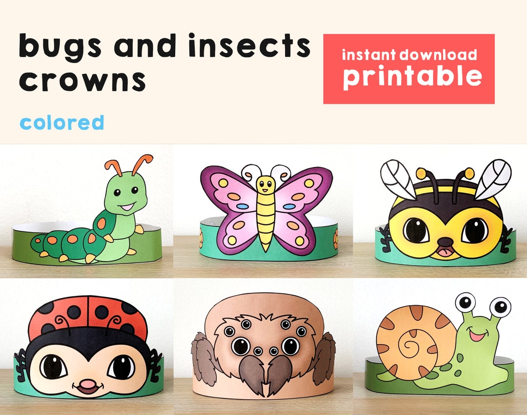 Bugs Insects Paper Crowns Butterfly Caterpillar Ladybug Bee