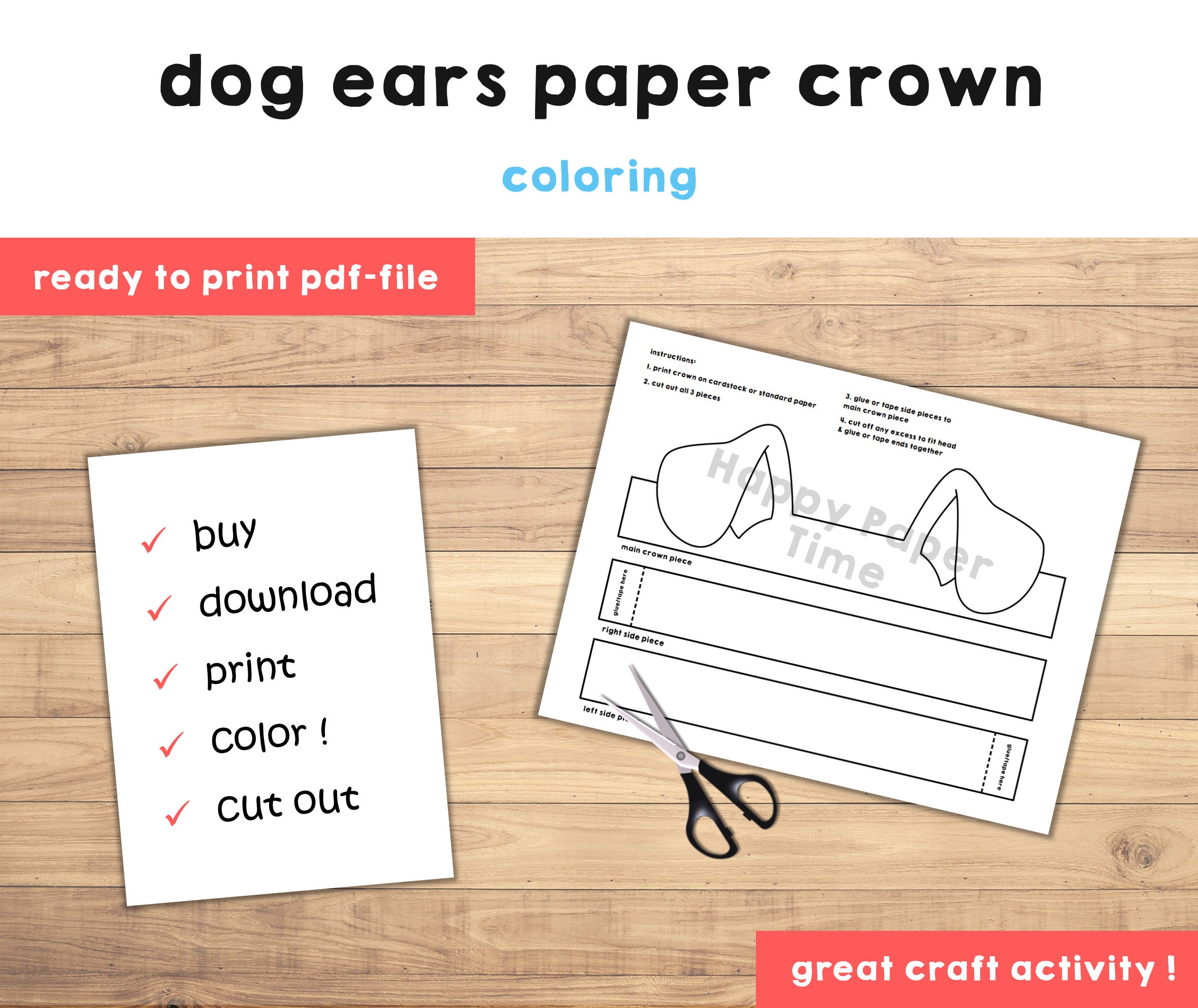 Dog Ears Crown Headband Printable Craft Activity ubicaciondepersonas