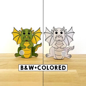 Drachen Toilettenpapier Rolle Handwerk Mittelalter Fantasy Party Färbung druckbare Dekoration Kinder spielen Ausschneiden Kleber DIY - sofort Download Bild 1