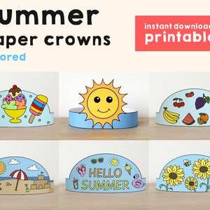 Sommer Papier Krone Stirnband Eis Party Aktivität druckbare Kinder Handwerk Kostüm Favor Sofortiger Download