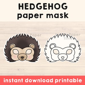 Hedgehog Mask Hedgehog Costume Animal Mask Printable Party Favor Woodland Party Printable Mask Kids Party Favor Printable - Instant Download