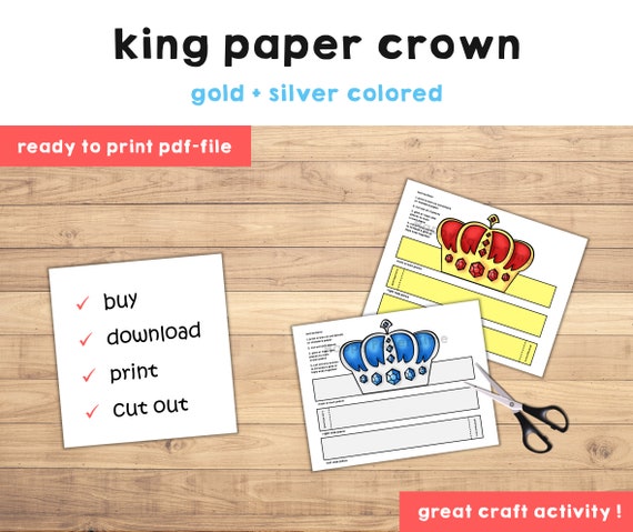 Prince King Paper Crown Printable Royal Coloring Craft Activity