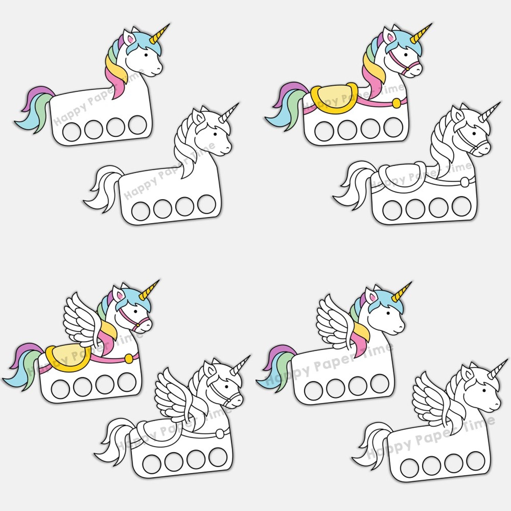 unicorn paper craft printable finger puppet kids craft unicorn etsy