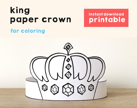 prince paper crown coloring printable kids craft prince etsy