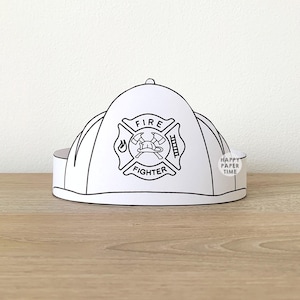 Firefighter helmet Paper Crown Party Coloring Printable Kids Craft Fireman Costume Birthday Printable Favor Costume DIY - Instant Download