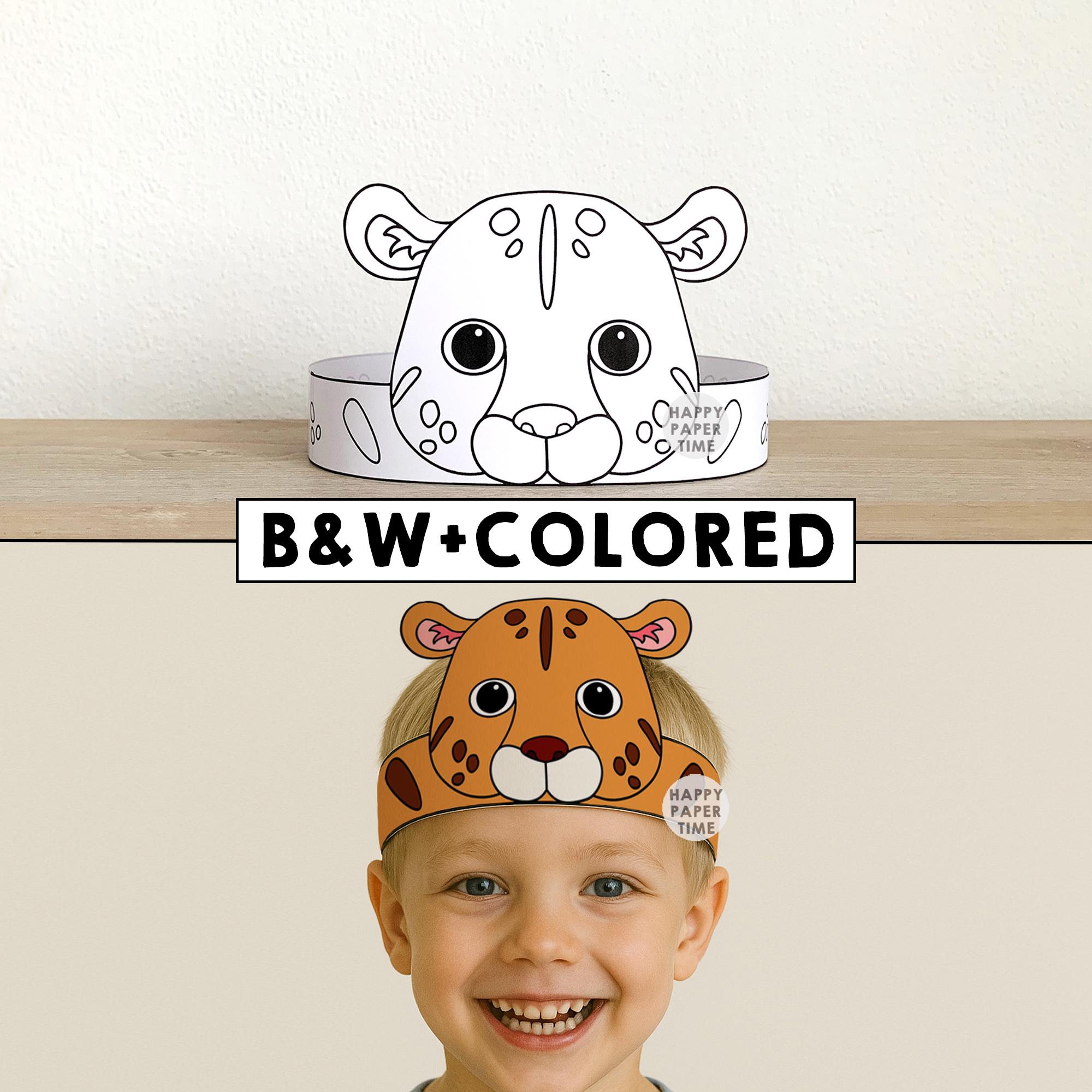 Leopard Paper Crown Jungle Cat Animal Template Coloring Activity ...