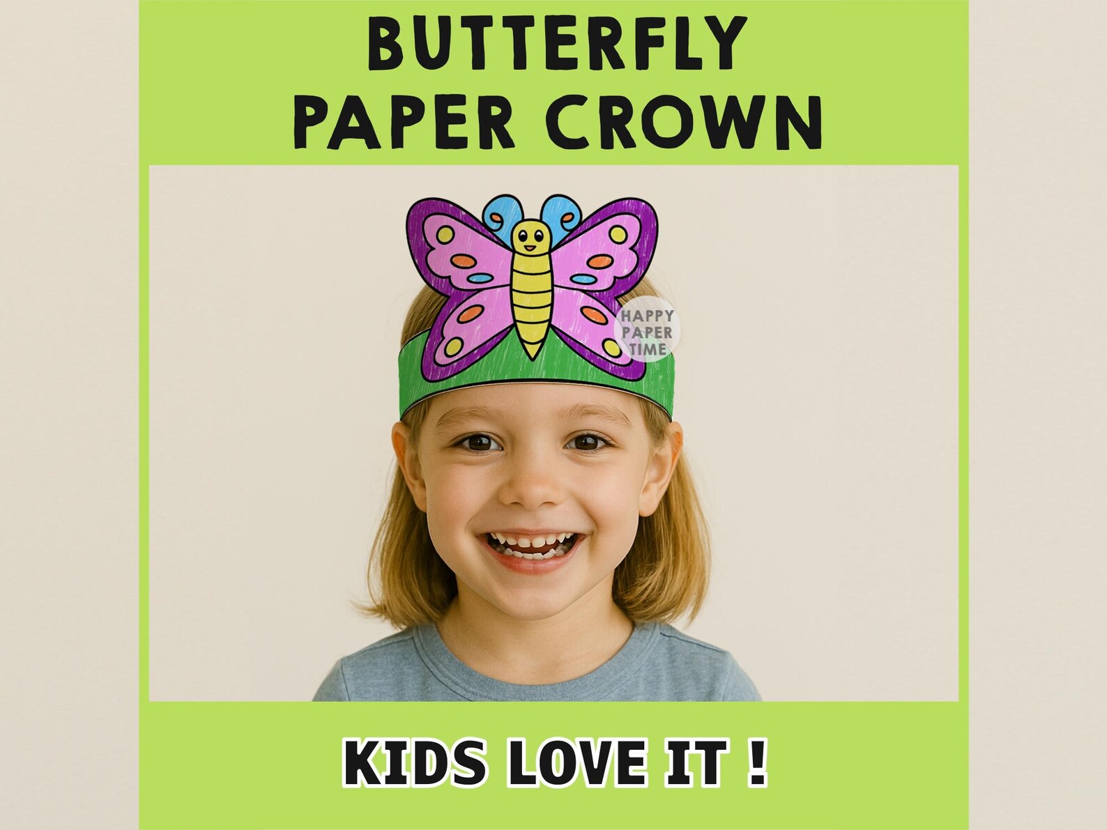 Butterfly Paper Crown Party Coloring Printable Kids Craft Cute Girl ...