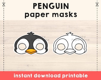 Penguin mask Paper craft costume diy Polar Animal mask template print out Party Favor printable Animal Party prop decor Printable Mask