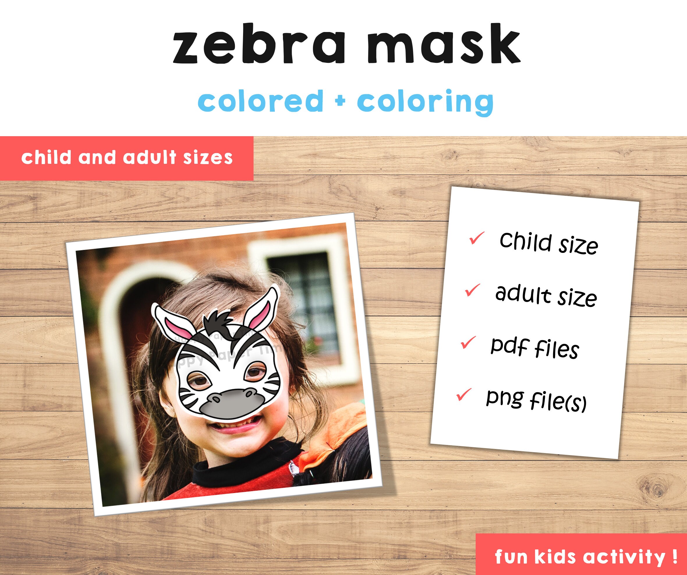 Zebra Mask Costume Animal Mask Printable Party Favor African Jungle ...