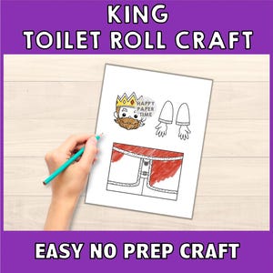 King Toilet Paper Roll Craft Medieval Fantasy Party Coloring Printable Decoration Kids Play Cut out Glue DIY - Instant Download image 3