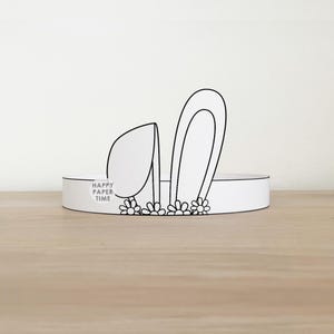 Bunny Ears Easter Paper Crown Coloring Headband Easter Cut Out Party ...