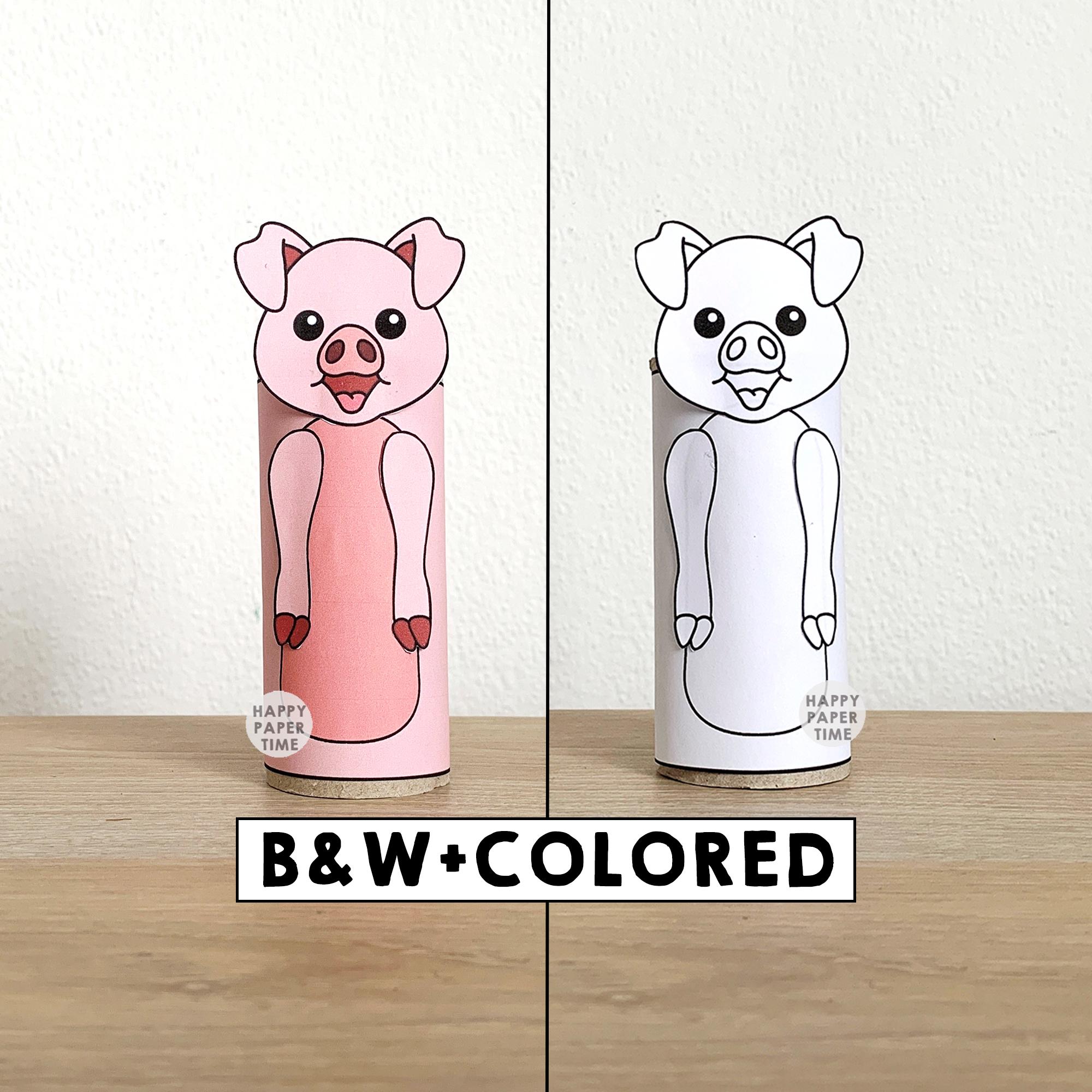 Pig Toilet Paper Roll Craft Farm Animal Party Coloring Printable…