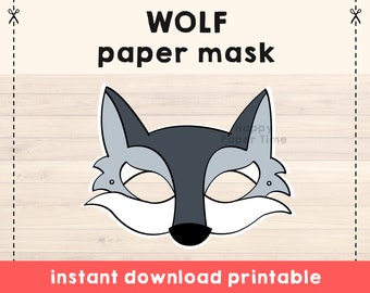 Wolf costume Animal Mask - Wolf Mask - Wolf Party - Animal Printable Mask - Woodland Mask - Instant Download