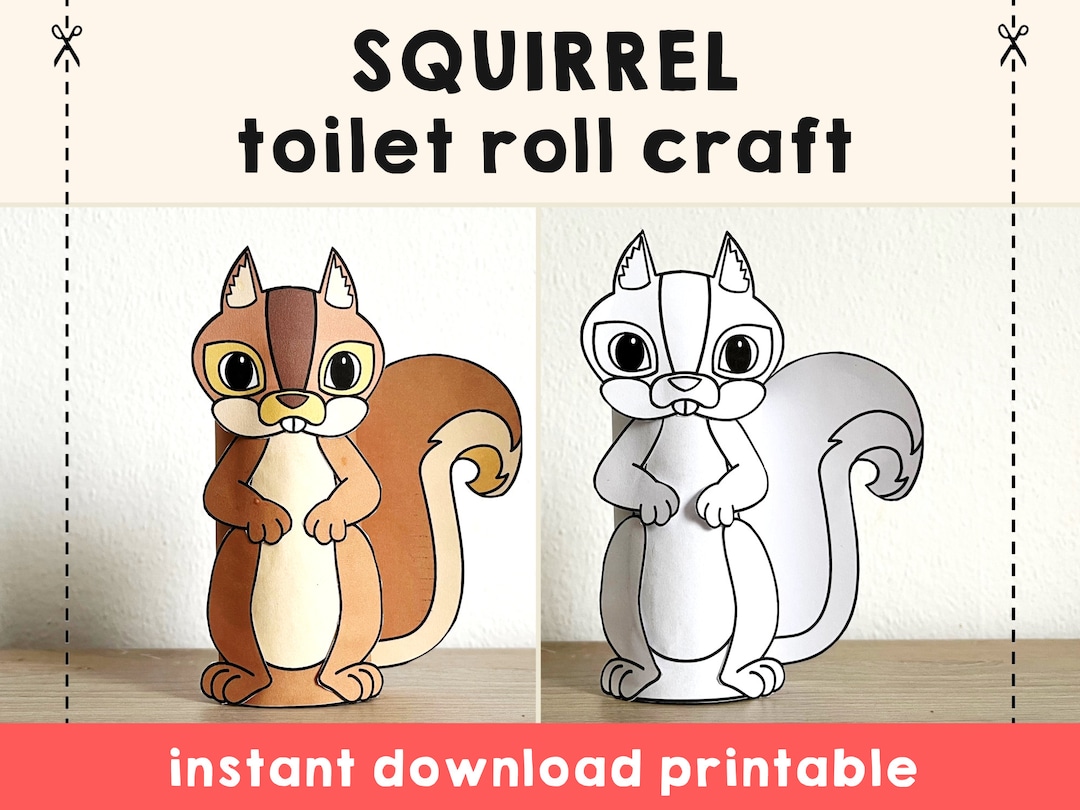 Squirrel Toilet Paper Roll Craft Forest Woodland Party Coloring