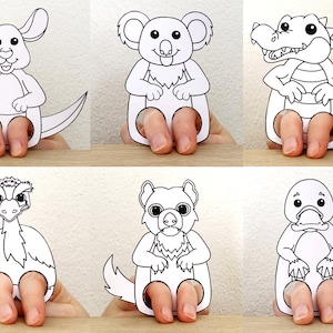 Australian Animal Paper Craft Printable Finger Puppet Template Kids ...