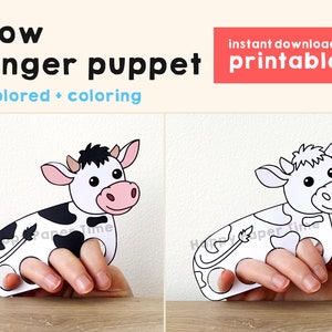 Kuh Papier Basteln druckbare Bauernhof Tier Fingerpuppe Kinder Basteln Bauernhof Geburtstag Party Kinder Ausmalpuppe druckbare Sofort Download