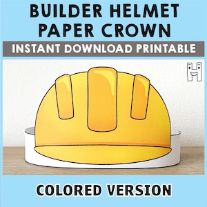 Bauarbeiter Baumeister Helm Papier Krone Party druckbare Kinder Handwerk Kostüm Geburtstag druckbare Favor Template - Instant Download