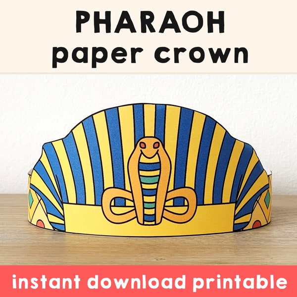 Pharaoh Paper Crown Ancient Egypt template Party Coloring Printable Kids Craft Birthday Favor pdf favor DIY - Instant Download