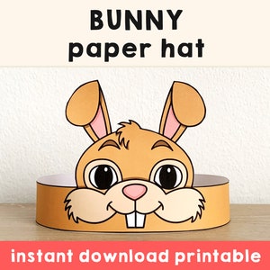 Bunny Paper Crown Headband Pet Animal Printable Kids Craft Rabbit Party Costume Birthday Printable Favor Costume DIY - Instant Download