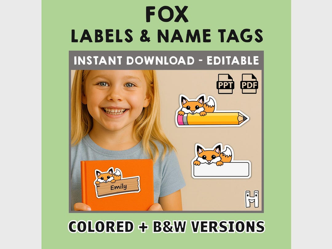 Label Fox Fox Name Tags Classroom Labels Forest Animal Woodland Editable Files ...