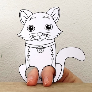 Cat Kitten Paper Craft Printable Pet Animal Finger Puppet Kids Craft ...