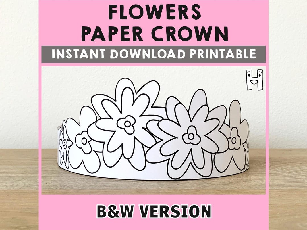 Flower Paper Crown Party Coloring Printable Kids Craft Spring Fairy ...
