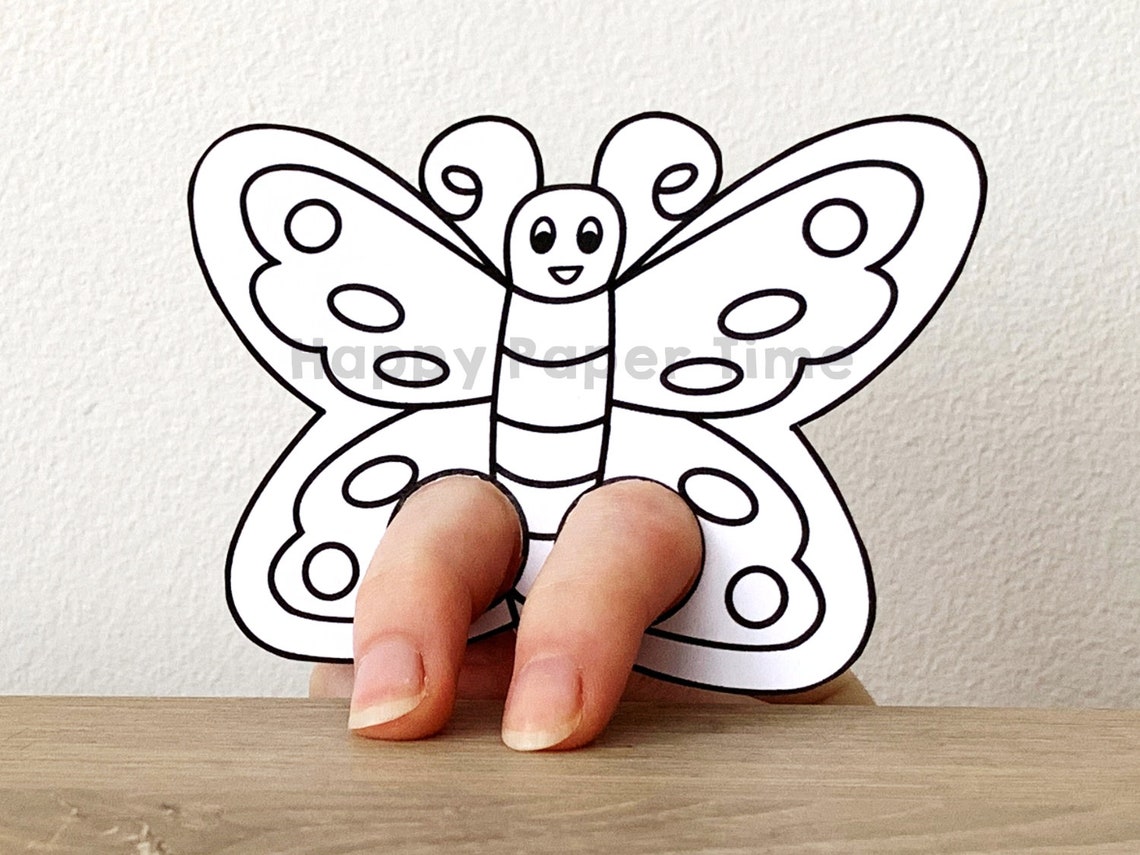 Butterfly Paper Craft Printable Finger Puppet Template Kids Etsy