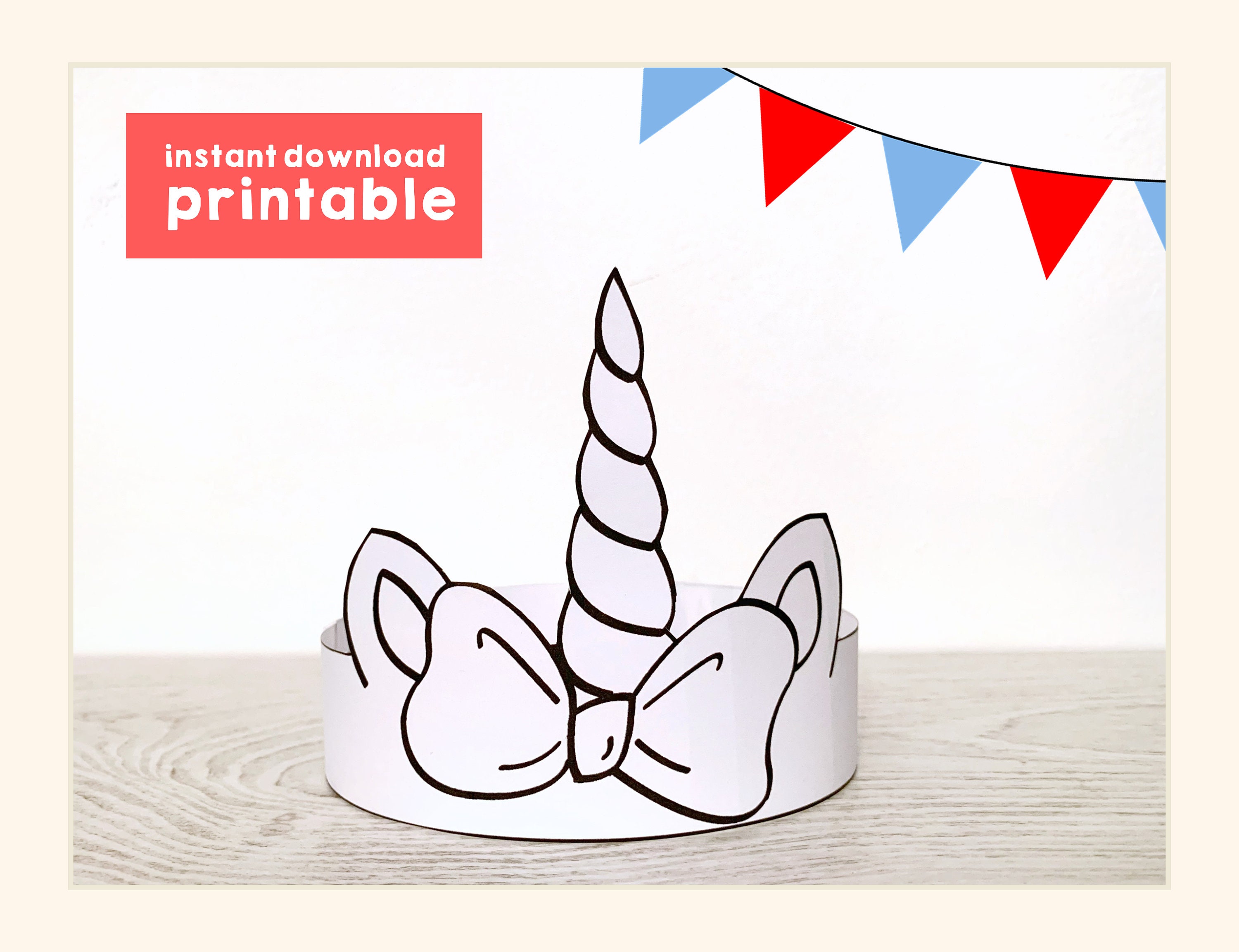 unicorn paper crown coloring printable kids craft unicorn etsy