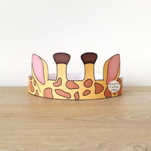 Giraffe ears Paper Crown Party Coloring Printable Kids Craft safari africa Costume Birthday Printable Favor Costume DIY - Instant Download