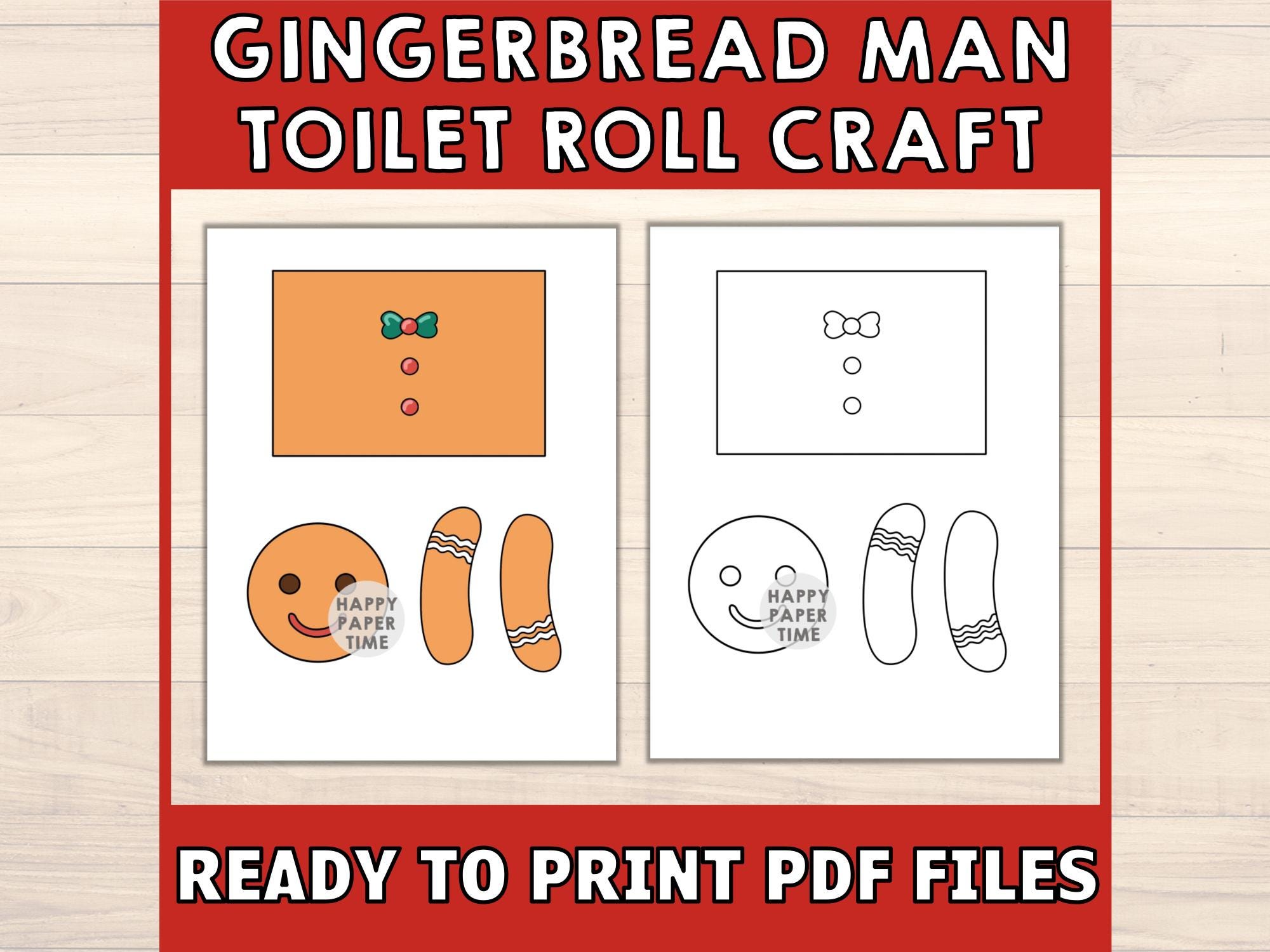 Gingerbread Man Toilet Paper Roll Craft Christmas Party Coloring ...