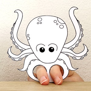 Octopus Paper Craft Printable Ocean Sea Animal Finger Puppet Kids Craft ...