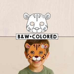 Leopard Jaguar Mask Costume Animal Mask Printable Party Favor Safari Jungle Party Printable Mask Kids Favor Printable - Instant Download image 1