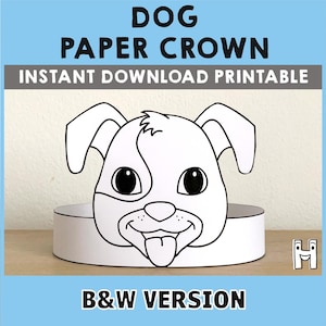 Hund Papier Krone Stirnband Haustier Tier Färbung druckbare Kinder Handwerk Welpe Party Kostüm Geburtstag druckbare Favor Kostüm DIY, sofort Download