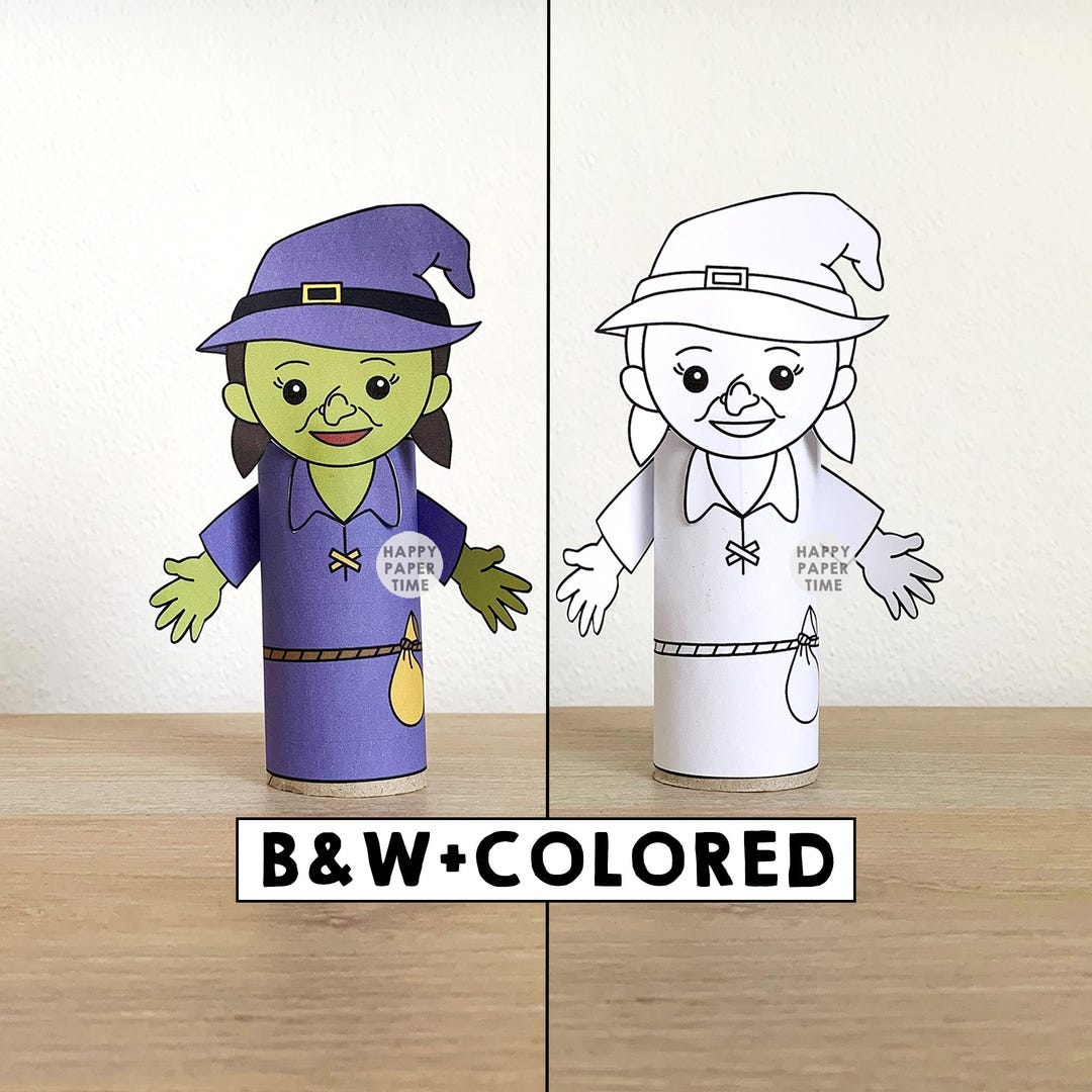 Witch Toilet Paper Roll Craft Halloween Spooky Party Coloring Printable ...