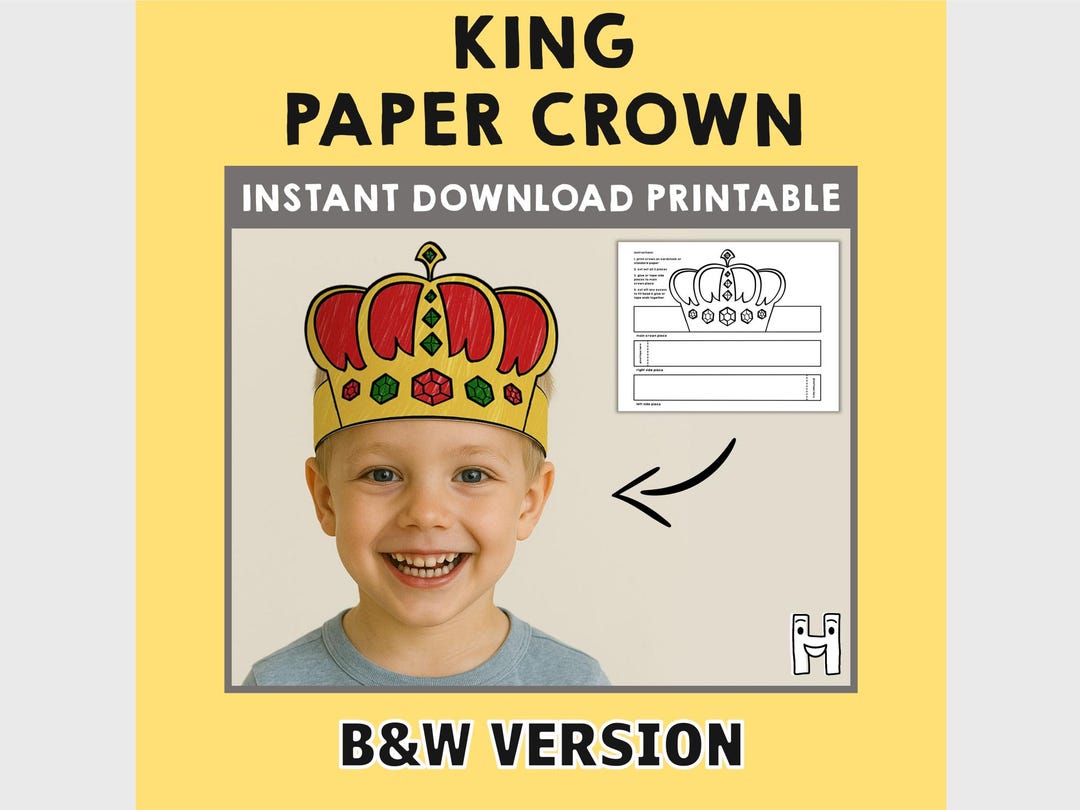Prince Paper Crown Coloring Printable Kids Craft Prince Birthday Party ...