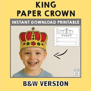 Prince Paper Crown Coloring Printable Kids Craft Prince Birthday Party Printable Favor Prince Costume DIY Printable Instant Download