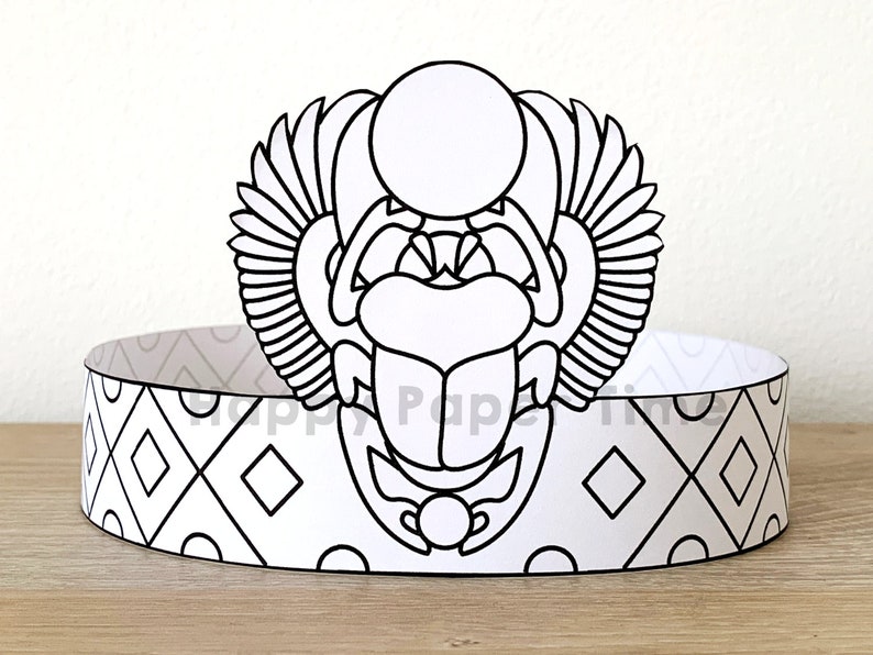 Ancient Egypt Scarab Paper Crown Princess template Party Coloring Printable Kids Craft Birthday Favor pdf favor DIY - Instant Download image 5