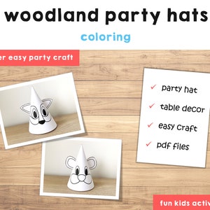 Woodland Paper Hat Printable Woodland Table Decoration Party Hat ...