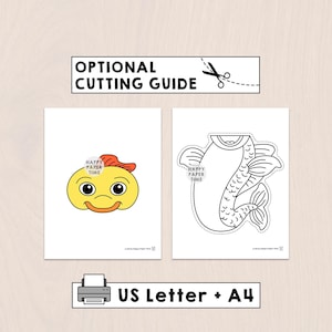 Goldfish Paper Bag Puppet Printable Pet Fish Animal Craft Activity Cut Paste Coloring Party Favor Instant Download image 2