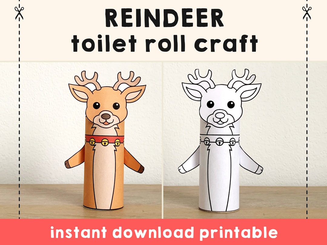 Reindeer Toilet Paper Roll Craft Christmas Party Coloring