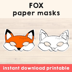 Fox mask Woodland mask Animal mask Party Favor Fox printable Woodland printable Animal Party prop Woodland Animal Printable Mask